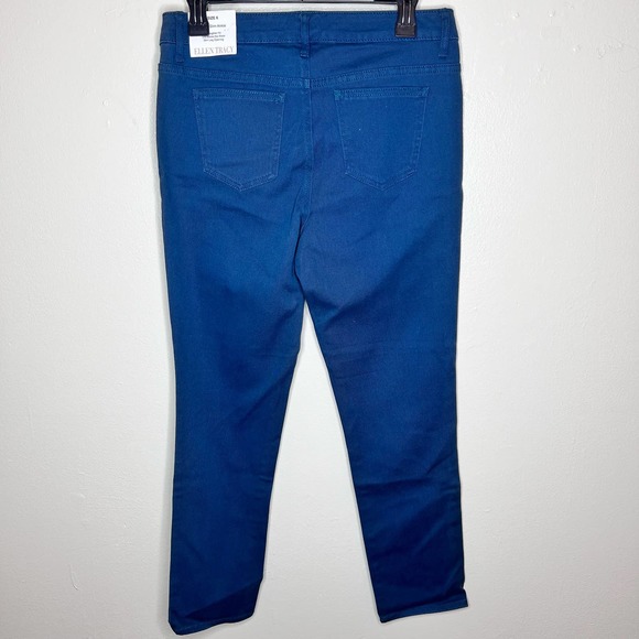NWT Ellen Tracy Betty Slim Ankle Pants 6 Blue High Waist Straight Casual Stretch - Picture 2 of 8